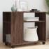 Mesa auxiliar con ruedas madera roble marrón 70x35x60