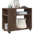 Mesa auxiliar con ruedas madera roble marrón 70x35x60