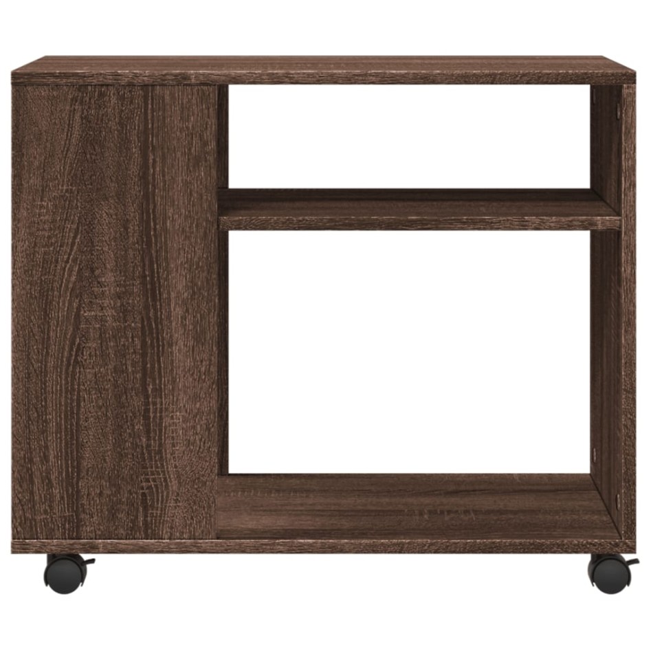 Mesa auxiliar con ruedas madera roble marrón 70x35x60