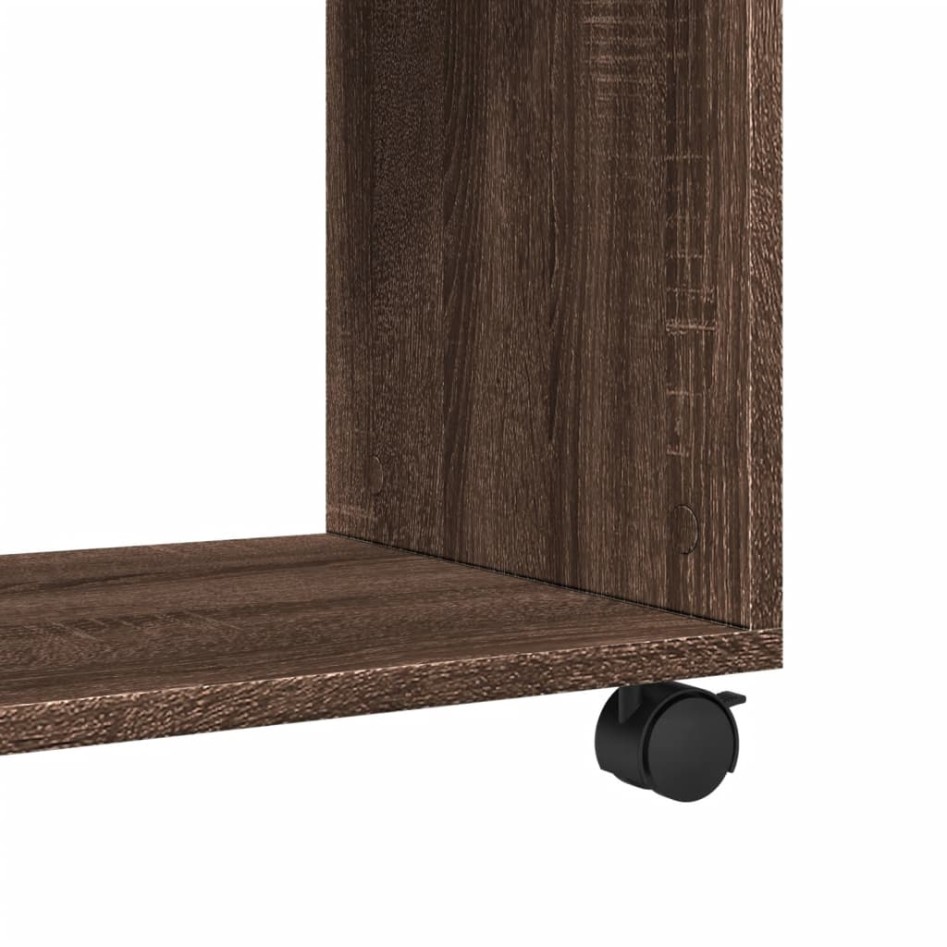 Mesa auxiliar con ruedas madera roble marrón 70x35x60