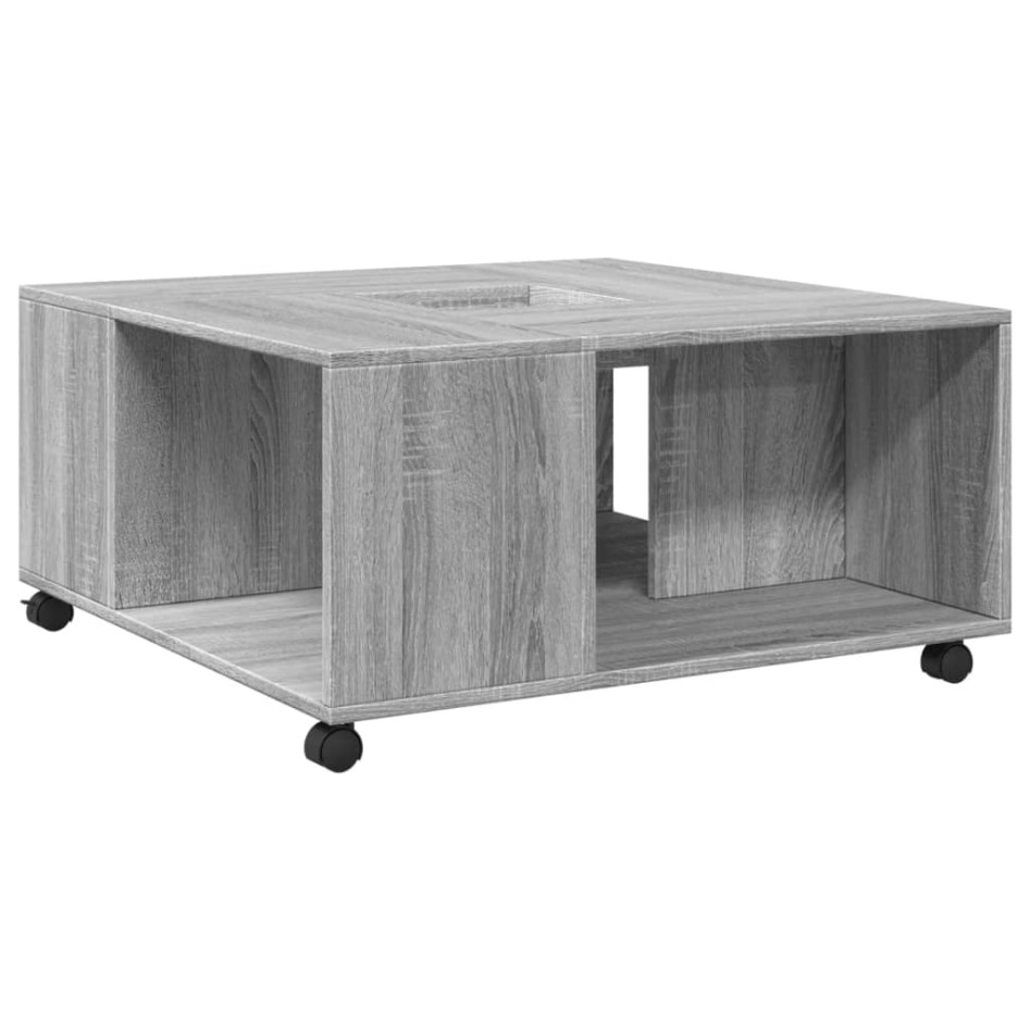 Mesa de centro madera de ingeniería gris Sonoma 80x80x40