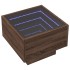 Mesita de noche con Infinity LED marrón roble 40x40x30