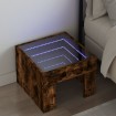 Mesita de noche con Infinity LED roble ahumado 40x40x30 cm