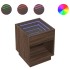 Mesita de noche con Infinity LED marrón roble 40x40x50