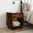Mesita de noche con Infinity LED roble ahumado 40x40x50