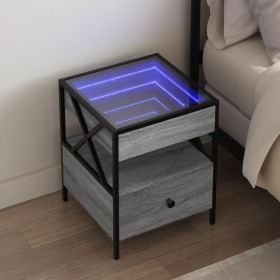 Mesa de centro con Infinity LED gris Sonoma 40x40x51