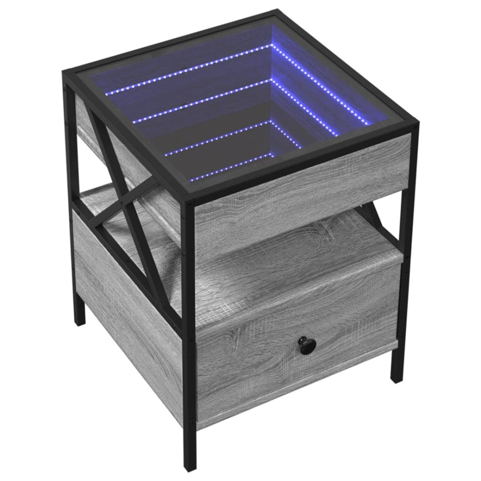 Mesa de centro con Infinity LED gris Sonoma 40x40x51