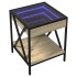 Mesita de noche con Infinity LED roble Sonoma 40x40x49