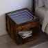 Mesita de noche con Infinity LED roble ahumado 50x50x50