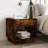 Mesita de noche con Infinity LED roble ahumado 50x50x50