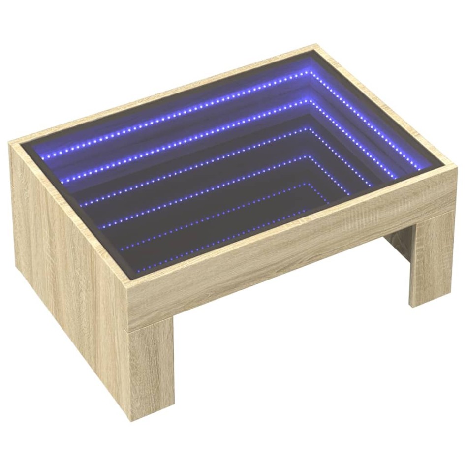 Mesa de centro con Infinity LED roble Sonoma 70x50x30