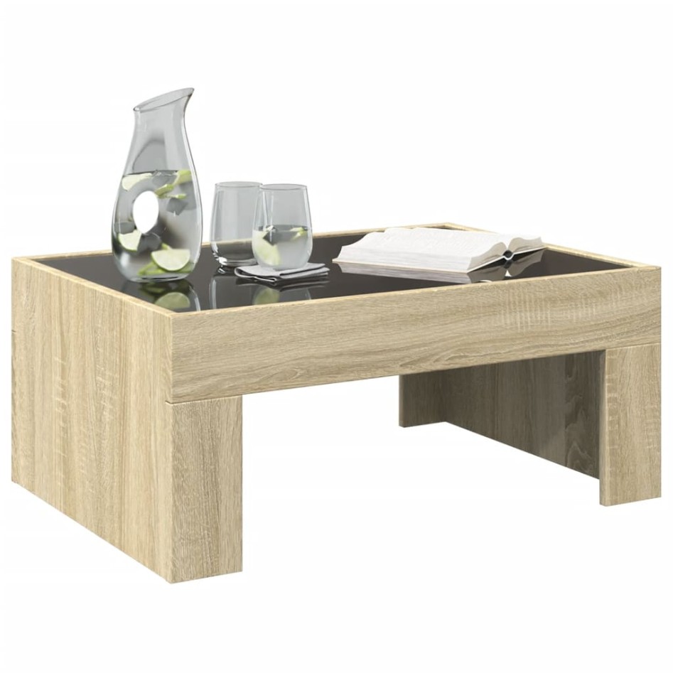 Mesa de centro con Infinity LED roble Sonoma 70x50x30