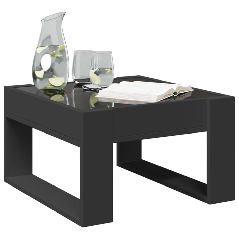 Mesa de centro con Infinity LED negro 50x53x30