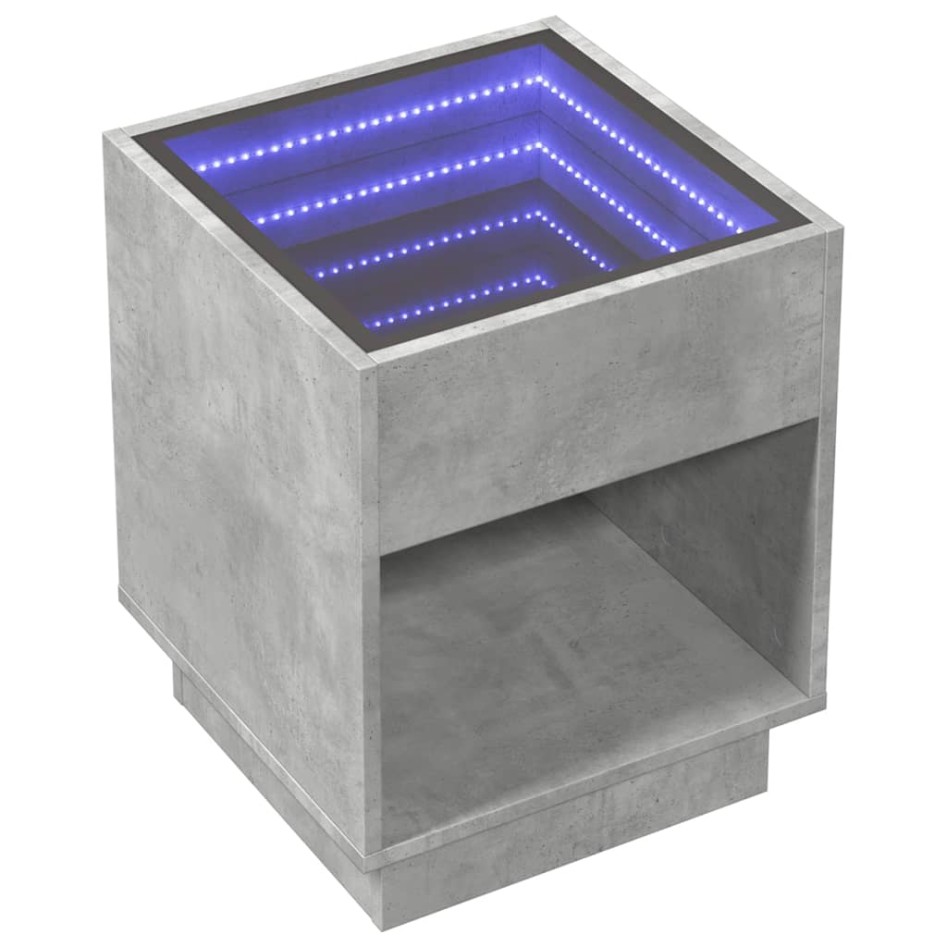 Mesa de centro con Infinity LED gris hormigón 40x40x50