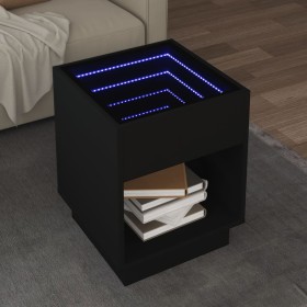 Mesa de centro con Infinity LED negro 40x40x50