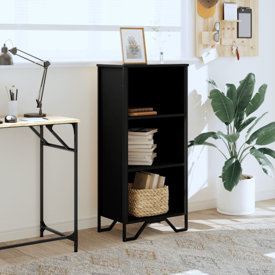 Estantería de madera de ingeniería negra 50x31x106