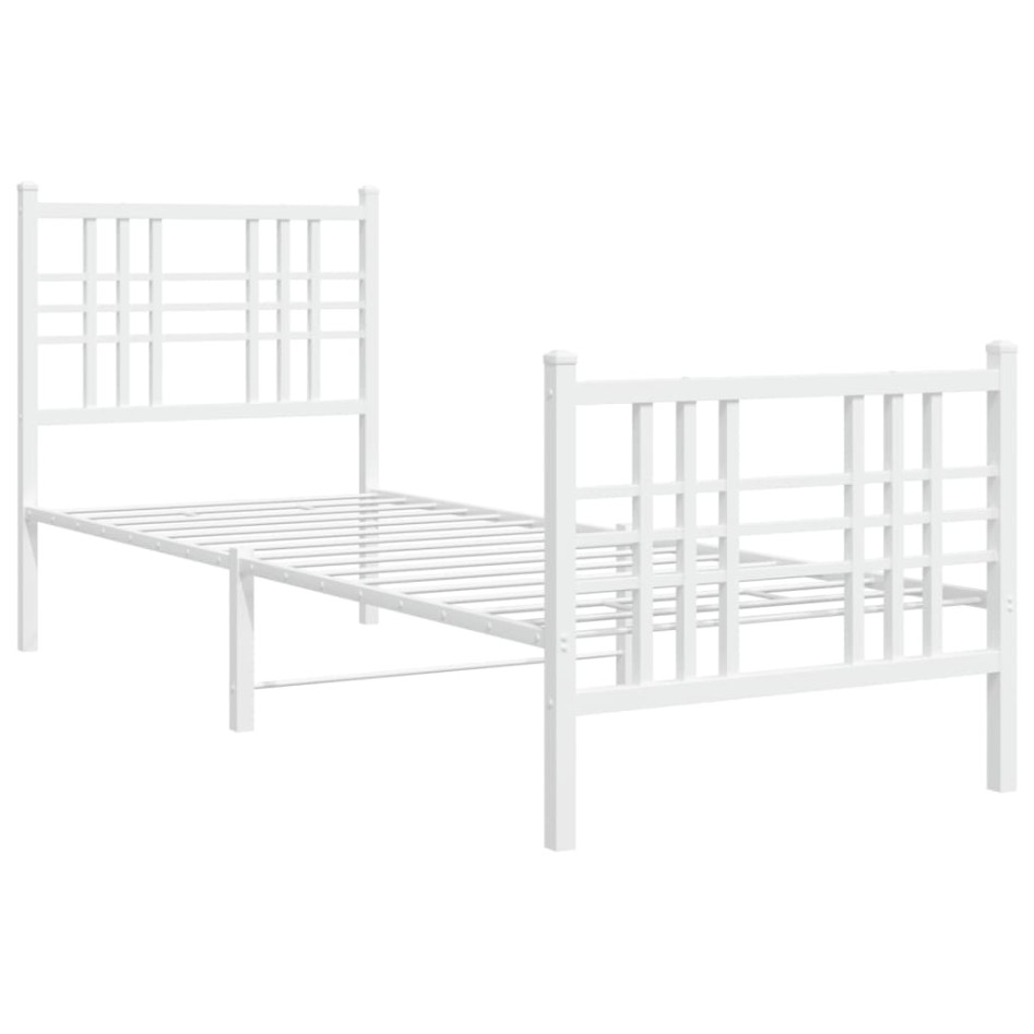 Estructura cama sin colchón con estribo metal blanco 75x190