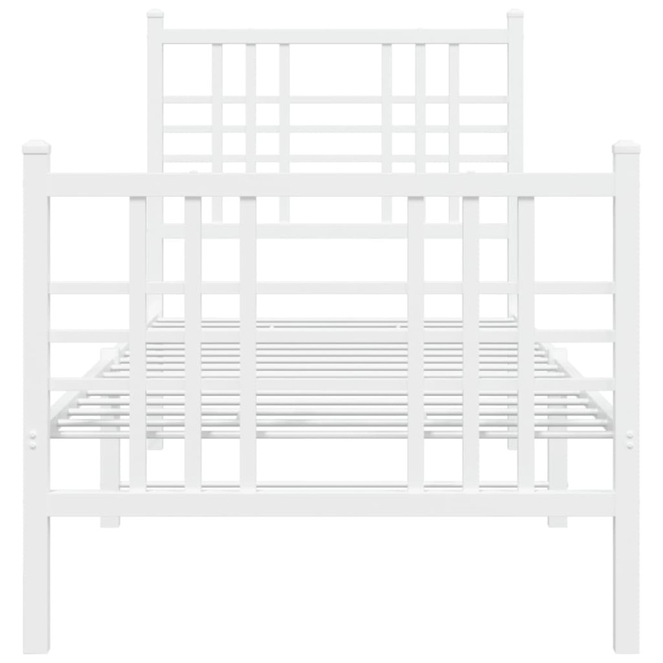 Estructura cama sin colchón con estribo metal blanco 75x190