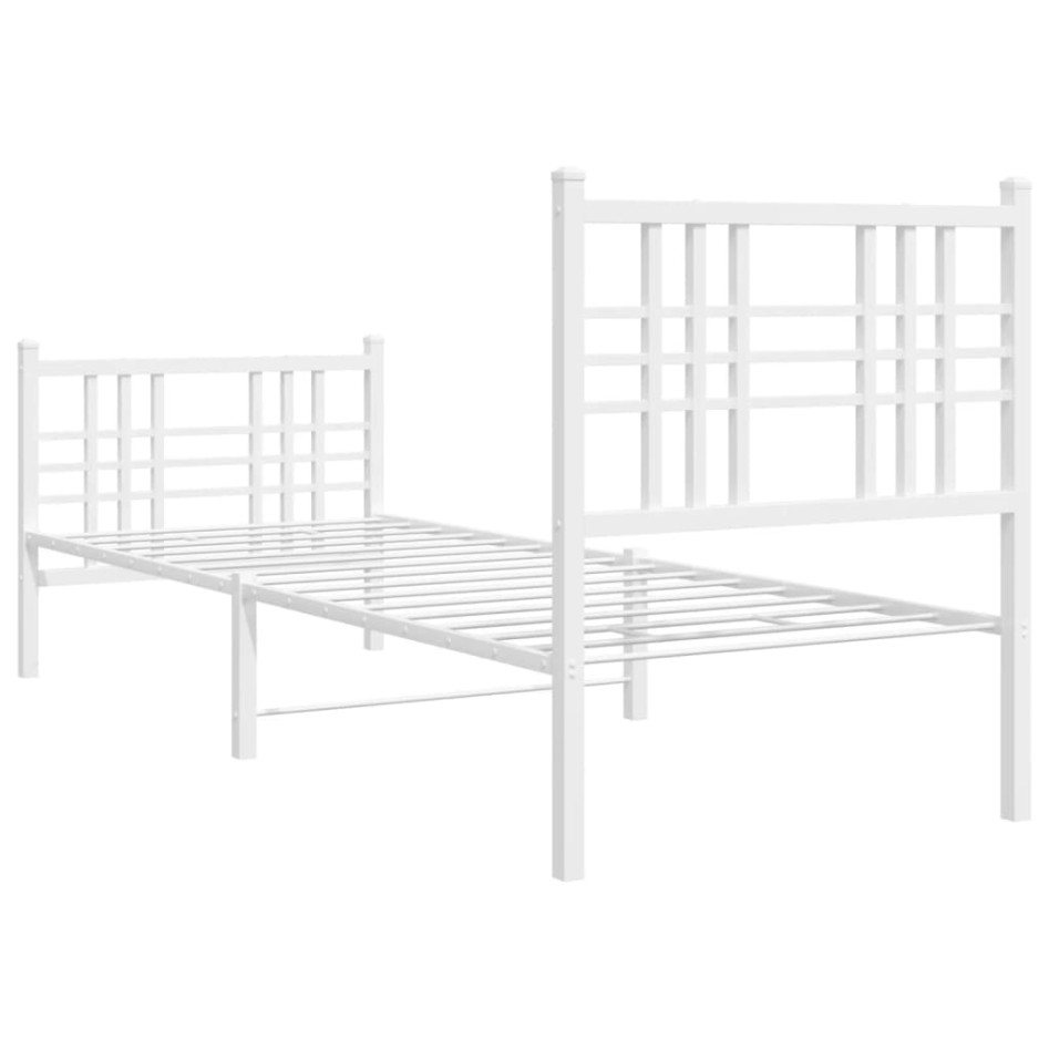 Estructura cama sin colchón con estribo metal blanco 75x190