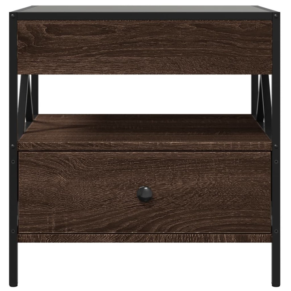 Mesa de centro con Infinity LED marrón roble 50x50x51