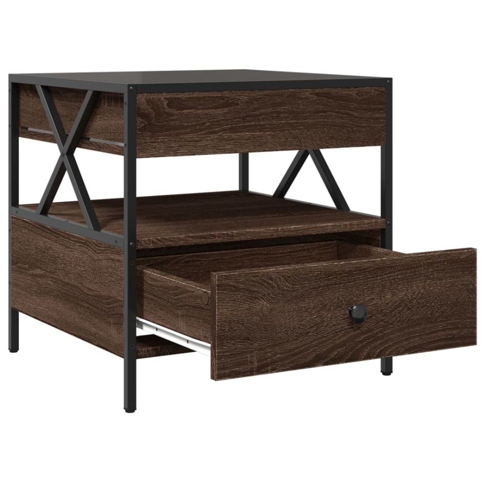 Mesa de centro con Infinity LED marrón roble 50x50x51