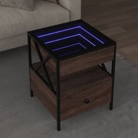 Mesa de centro con Infinity LED marrón roble 40x40x51