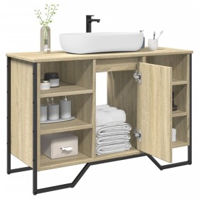 Armario lavabo baño madera ingeniería roble Sonoma 91x35x60