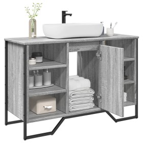 Armario lavabo baño madera ingeniería gris Sonoma 91x35x60