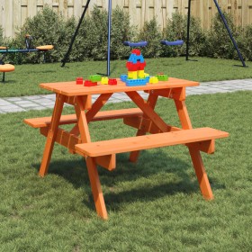 Mesa de picnic para 4 niños agujero para sombrilla madera