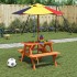 Mesa de picnic para 4 niños agujero para sombrilla madera