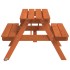 Mesa de picnic para 4 niños agujero para sombrilla madera