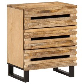 Mesita de noche de madera maciza de mango rugosa 50x34x62