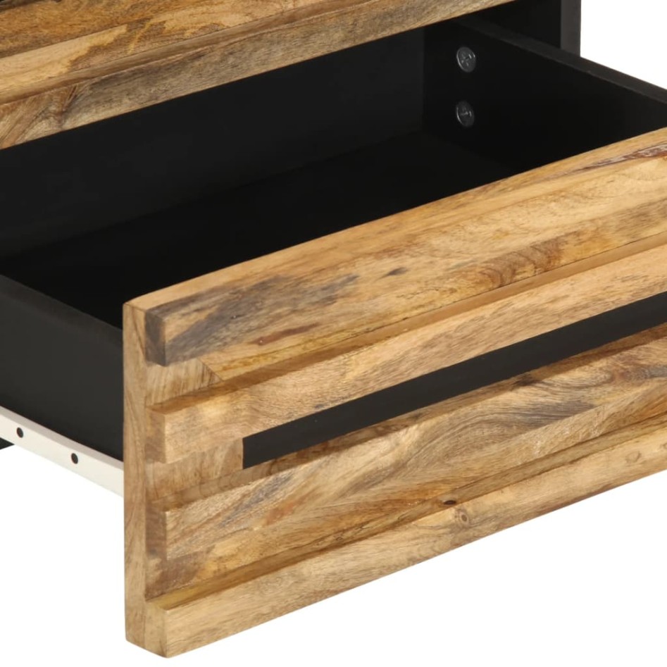 Mesita de noche de madera maciza de mango rugosa 50x34x62