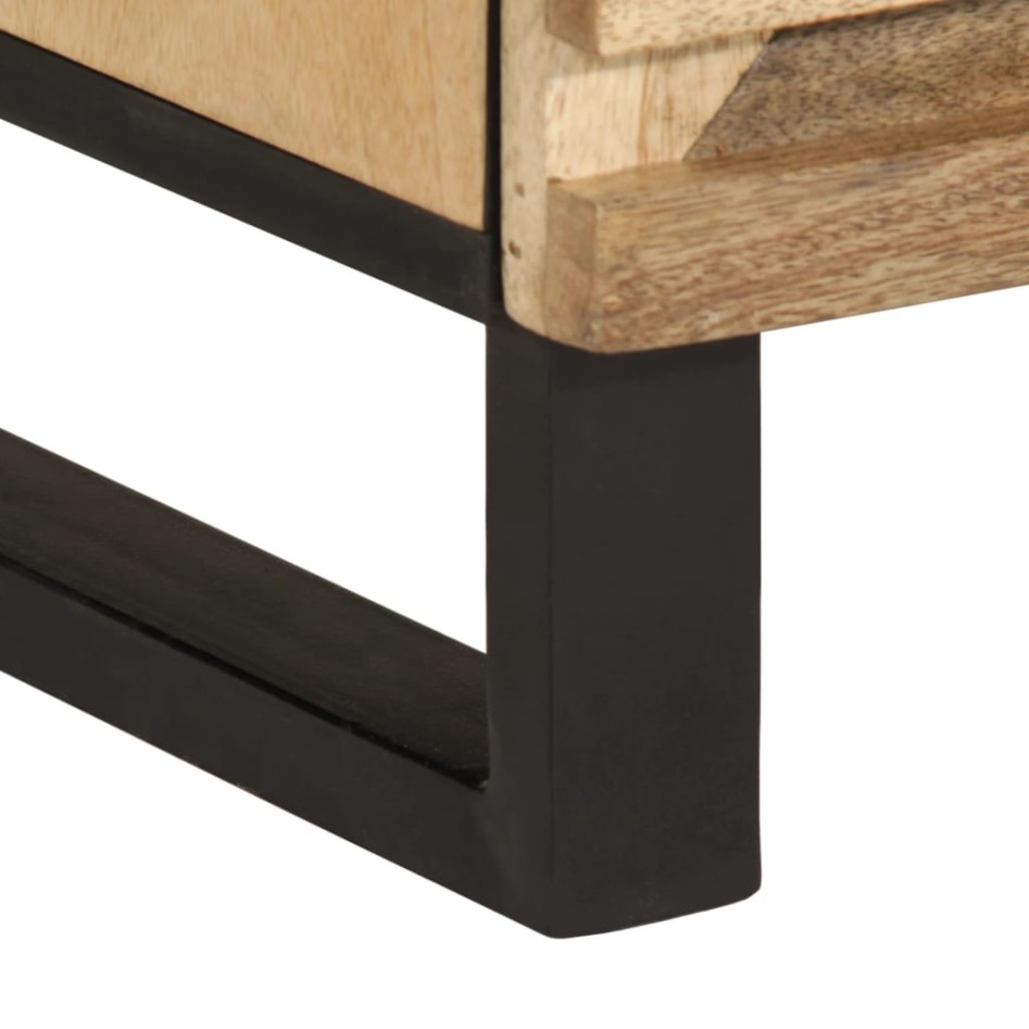 Mesita de noche de madera maciza de mango rugosa 50x34x62