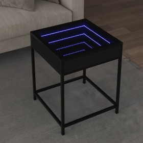Mesita de noche con Infinity LED negra 40x40x51