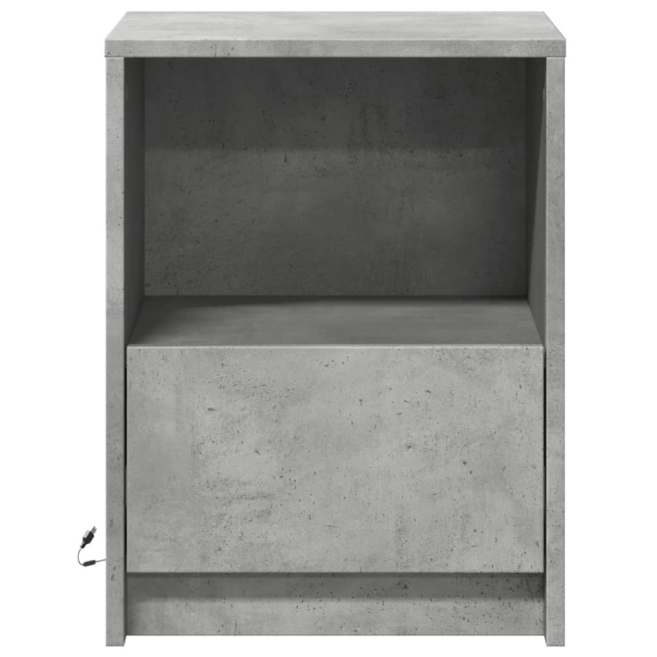 Mesita de noche luces LED 2 uds madera ingeniería gris