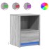 Mesitas de noche luces LED 2 uds madera ingeniería gris