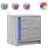 Mesitas de noche luces LED 2 uds madera ingeniería gris