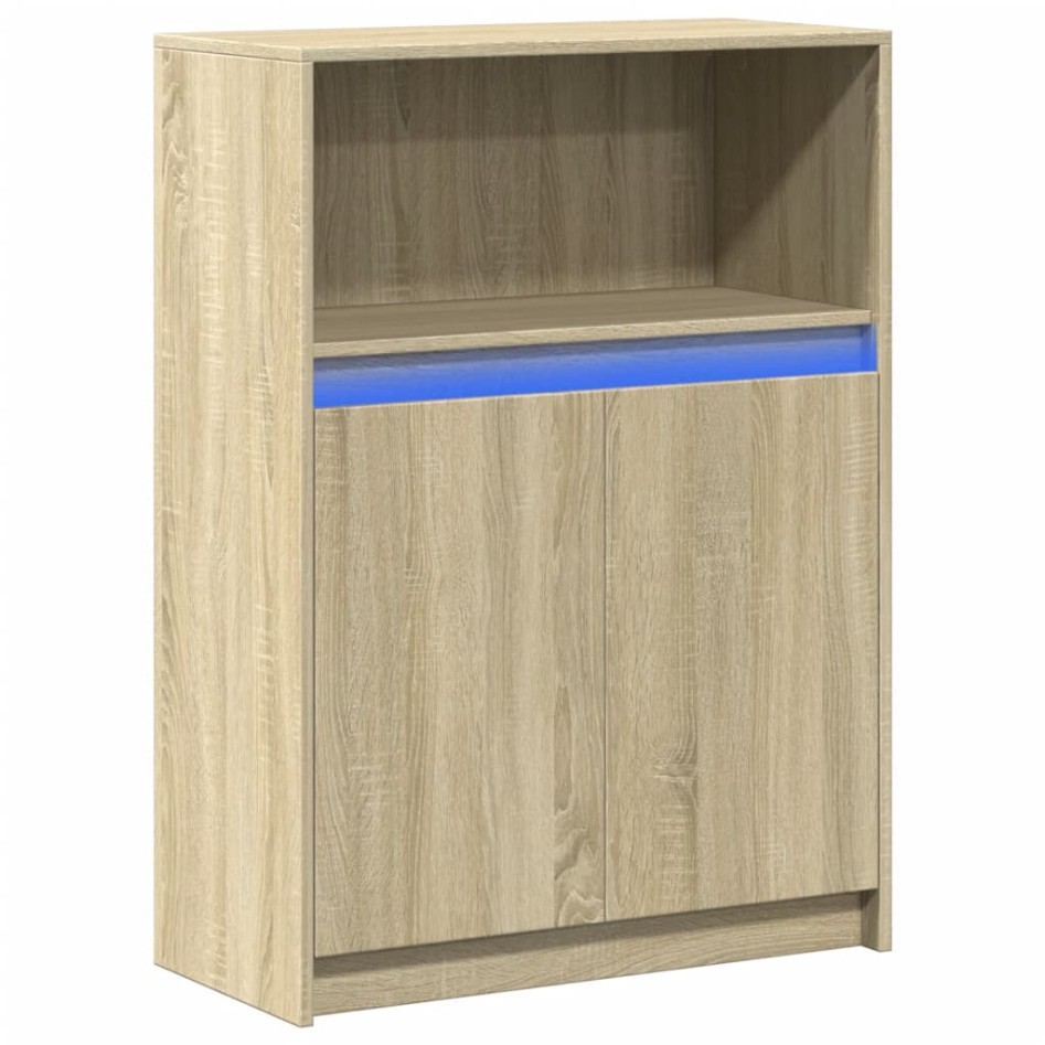 Aparador con LED madera de ingeniería roble Sonoma 72x34x100