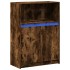 Aparador con LED madera ingeniería roble ahumado 72x34x100