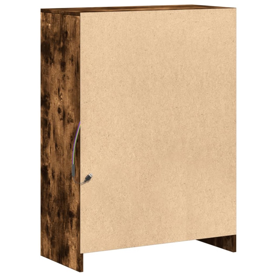 Aparador con LED madera ingeniería roble ahumado 72x34x100