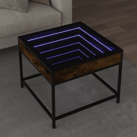 Mesa de centro con Infinity LED roble ahumado 50x50x41