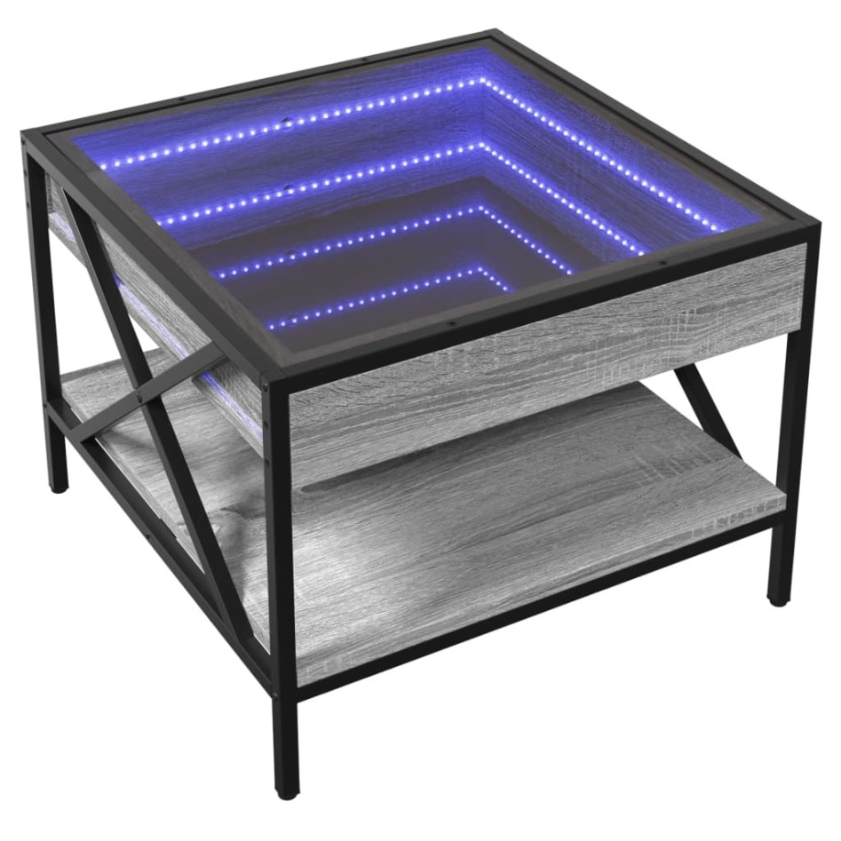 Mesa de centro con Infinity LED gris Sonoma 50x50x38