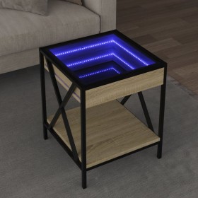 Mesa de centro con Infinity LED roble Sonoma 40x40x49