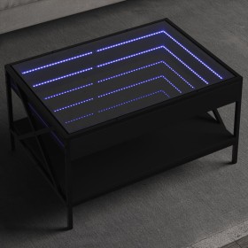 Mesa de centro con Infinity LED negro 70x50x38