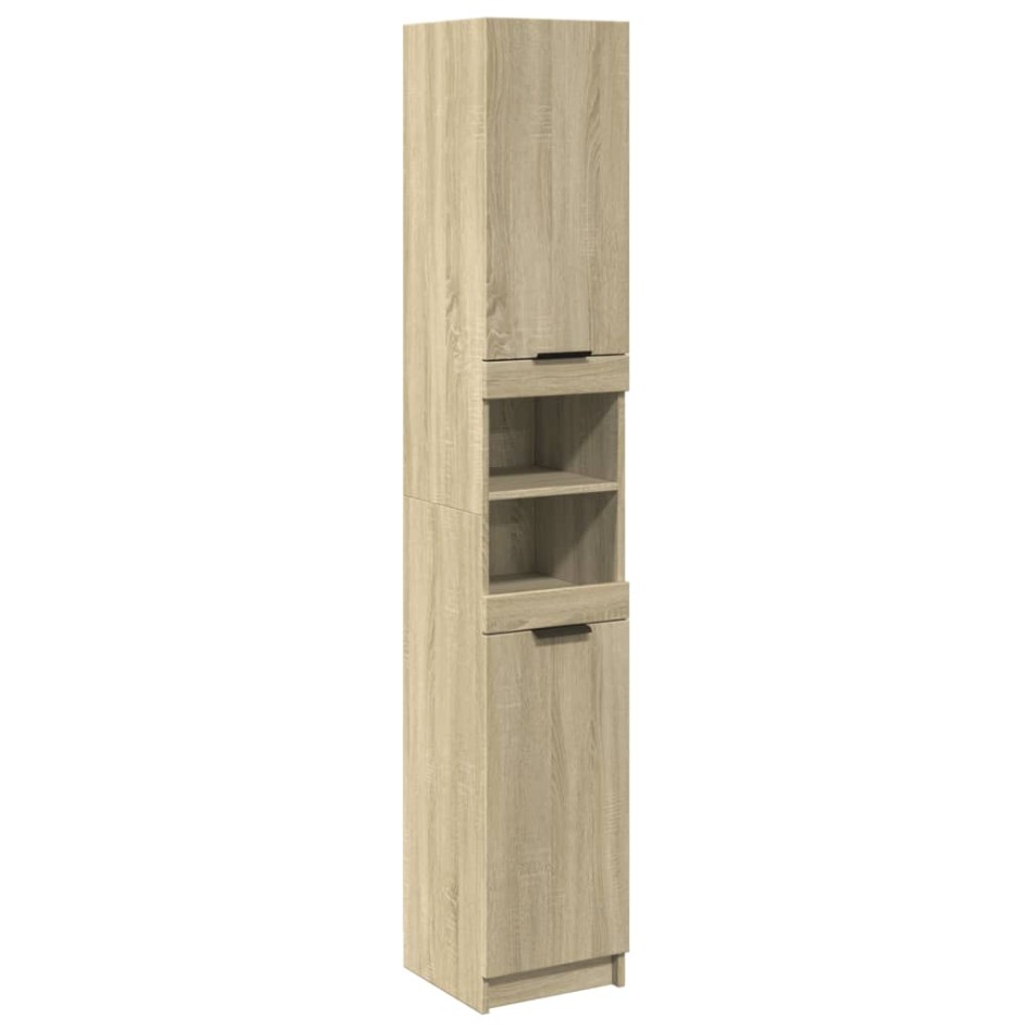 Armario de baño madera ingeniería roble Sonoma 32x34x188,5