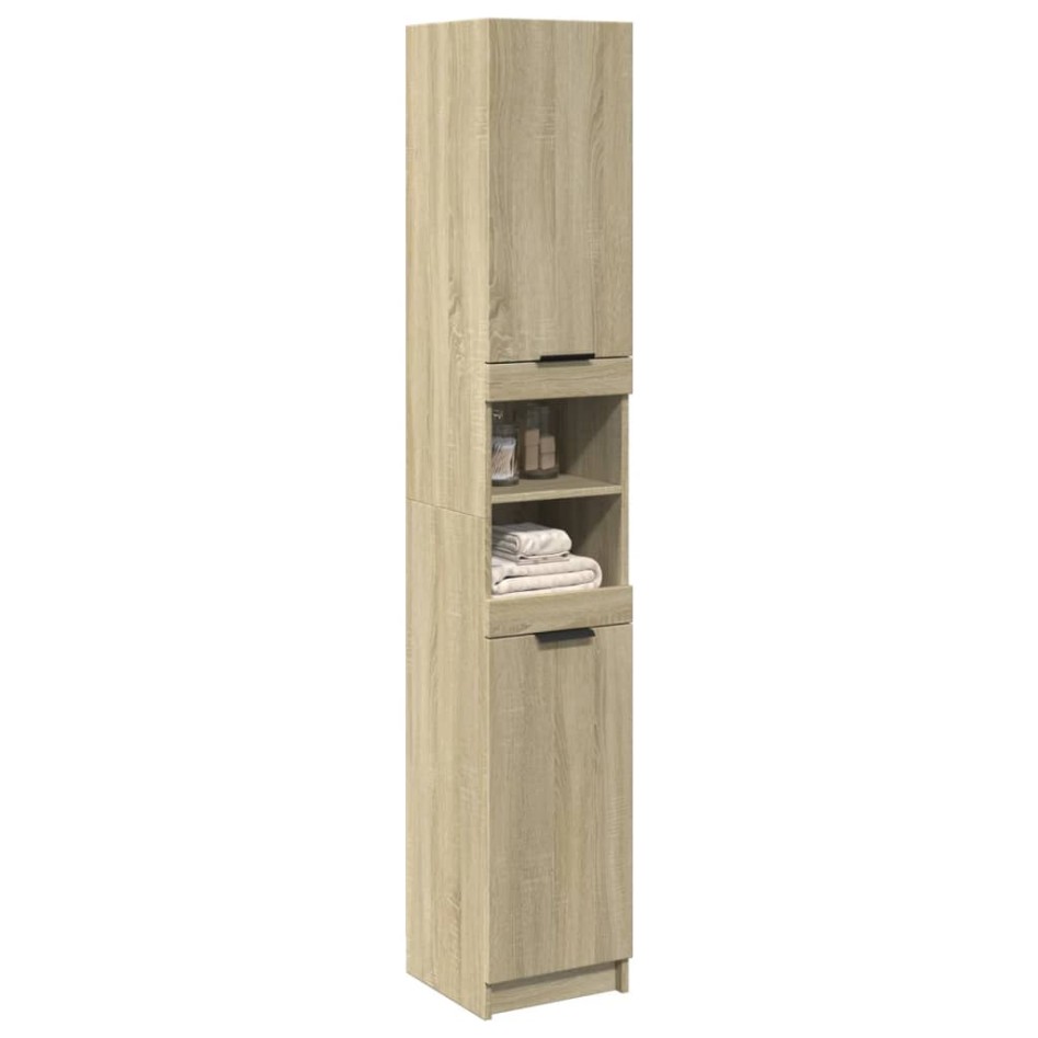 Armario de baño madera ingeniería roble Sonoma 32x34x188,5