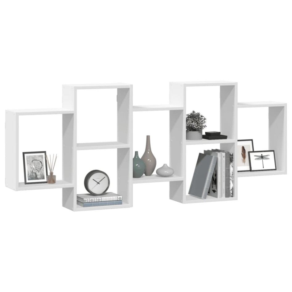 Estantería de pared madera de ingeniería blanca 159x18x65