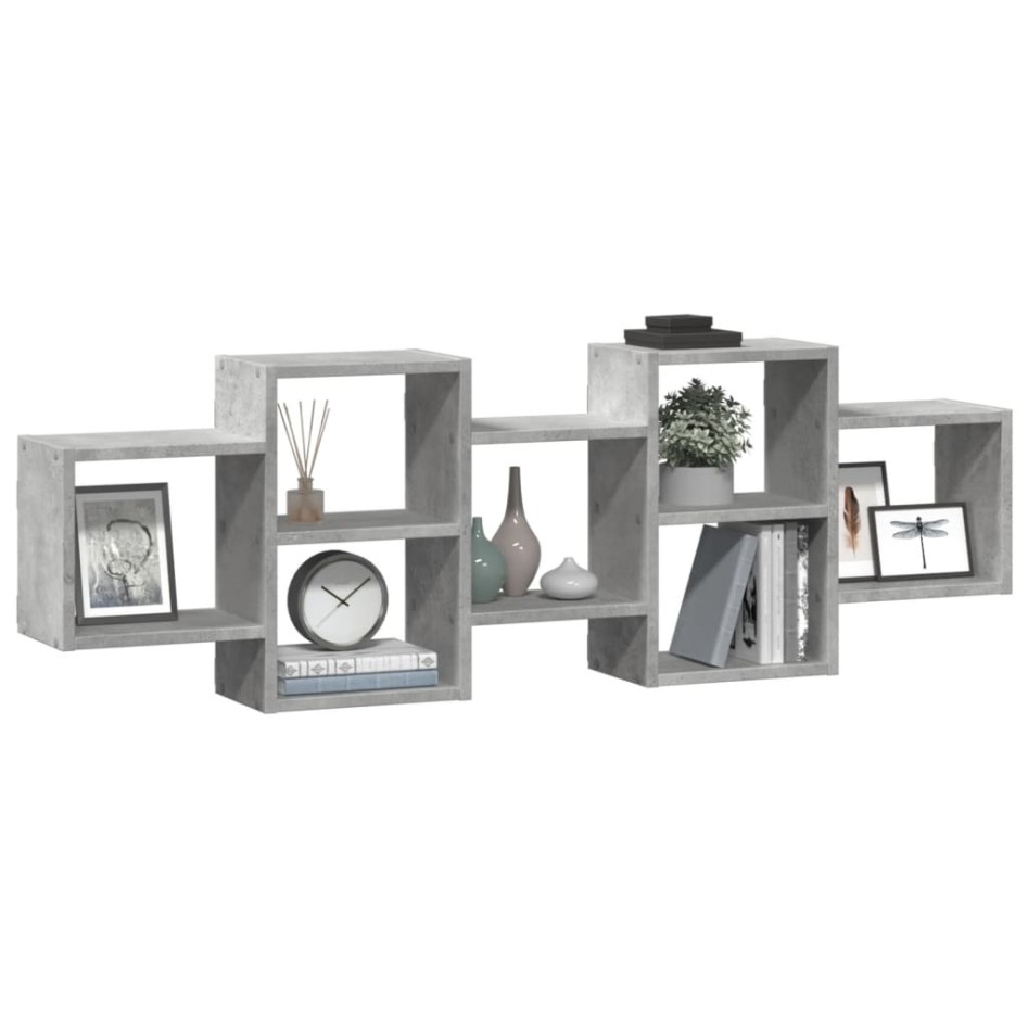 Estante de pared madera ingeniería gris hormigón 129x18x42