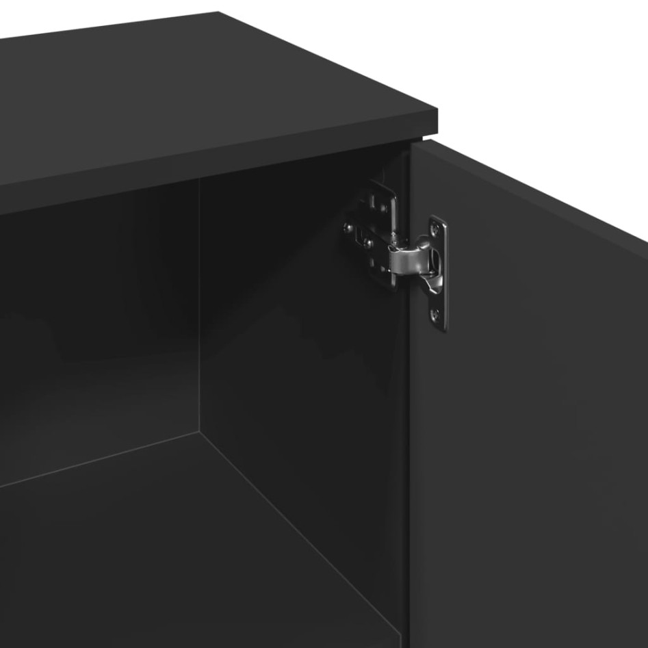 Aparador de madera de ingeniería negro 90,5x29,5x65